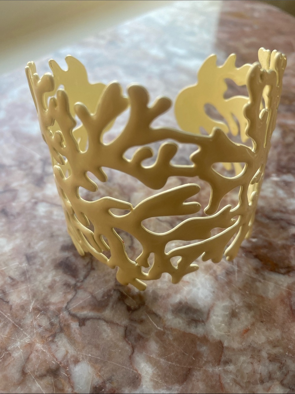 Cutout Coral-Inspired Cuff Bracelet in Pale Yellow